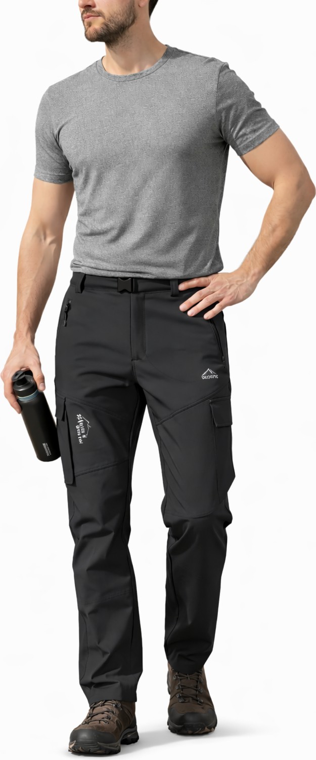 Sinwear Erkek Siyah Kışlık Içi Polar Su Itici Rüzgar Geçirmez Outdoor Softshell Pantolon