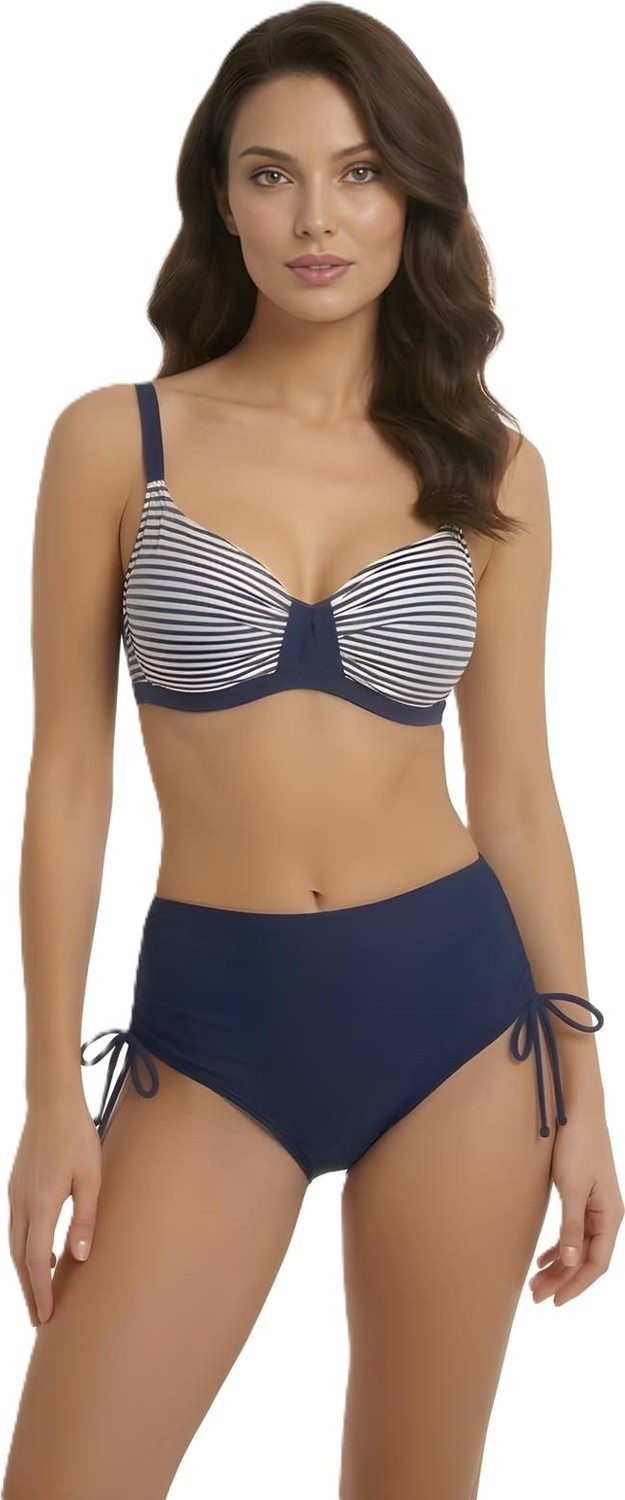 Donlaritta Büyük Beden Toparlayıcı Siyah Beyaz-Lacivert Beyaz Göğüs Pedli Hızlı Kuruyan Bikini Takımı 42-44-46-48-50-52-54 Beden görsel 2