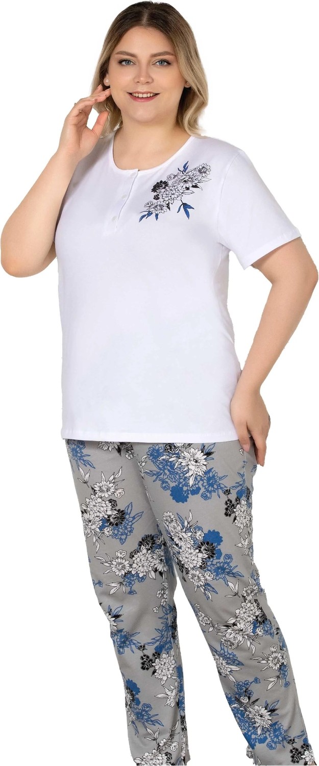 Alperi Büyük Beden Battal Kısa Kol Pijama Takımı Alperi B78-106 görsel 2