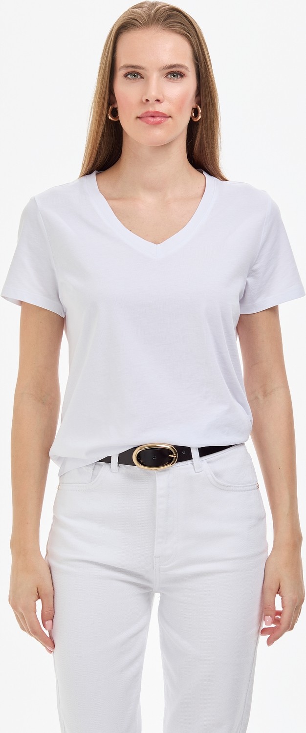 Pierre Cardin Kadın Lacivert Regular Fit V Yaka Basic Tişört 50326875-VR033 görsel 8