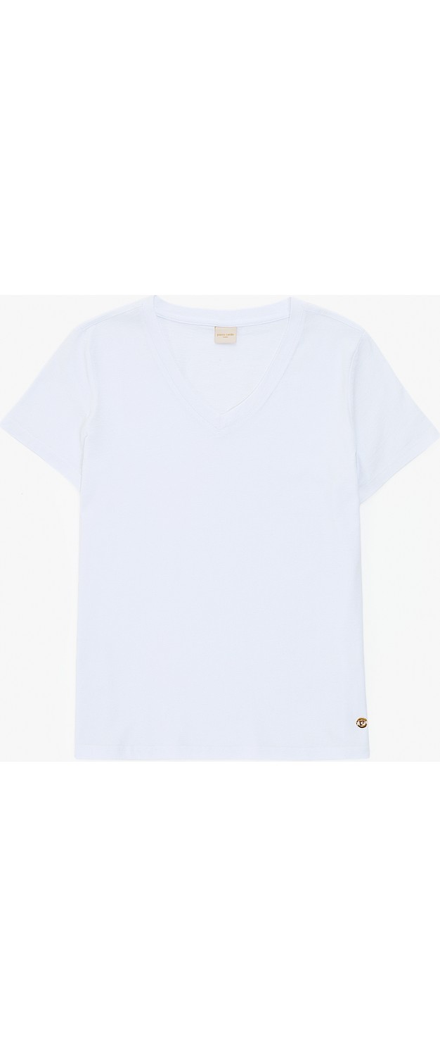 Pierre Cardin Kadın Lacivert Regular Fit V Yaka Basic Tişört 50326875-VR033 görsel 6
