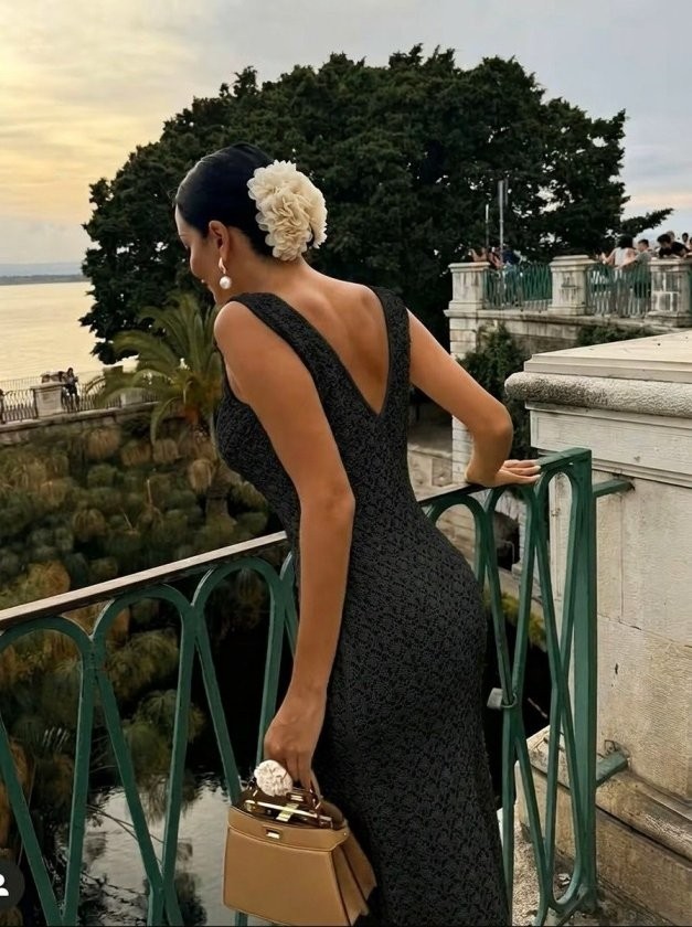 Beruflic Kadın Askılı V Yakalı Uzun Triko Elbise görsel 2