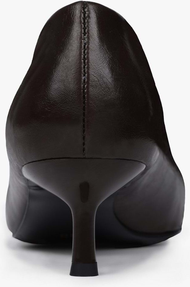 Shoeberry Kadın Corin Acı Kahve Cilt Kısa Topuklu Stiletto görsel 4