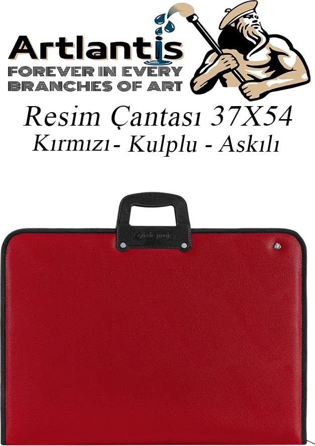 Esranın Dünyası Kırmızı Resim Çantası Fermuarlı Kulplu 37X54 cm 1 Adet Teknik Resim Dosya Çantası 35X50 cm Askılı Proje Çantası Okul Sınıf görsel 3