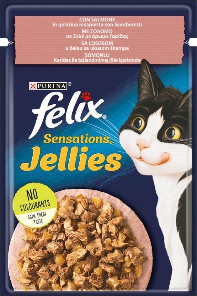 Aesco Felix Sensation Somon & Karidesli Kedi Yaş Mama (26 x 85 Gr)