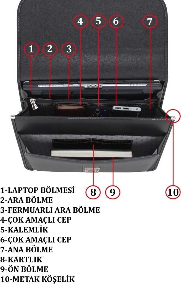 Case Club 2011 Laptop Evrak El Çantası 15.6 Inç Busines Serisi 5 Bölmeli Su Geçirmez Notebook Çantası görsel 8