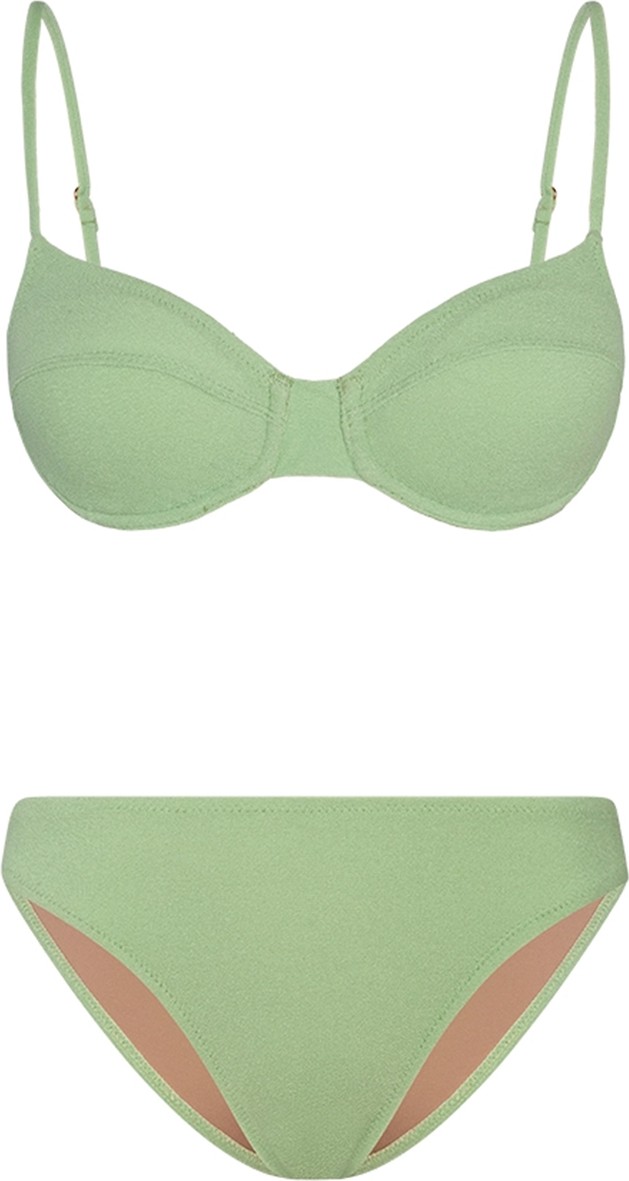 Bonesta Swimwear Creosote Pistachio Green Terry Balenli Bikini Takımı görsel 4