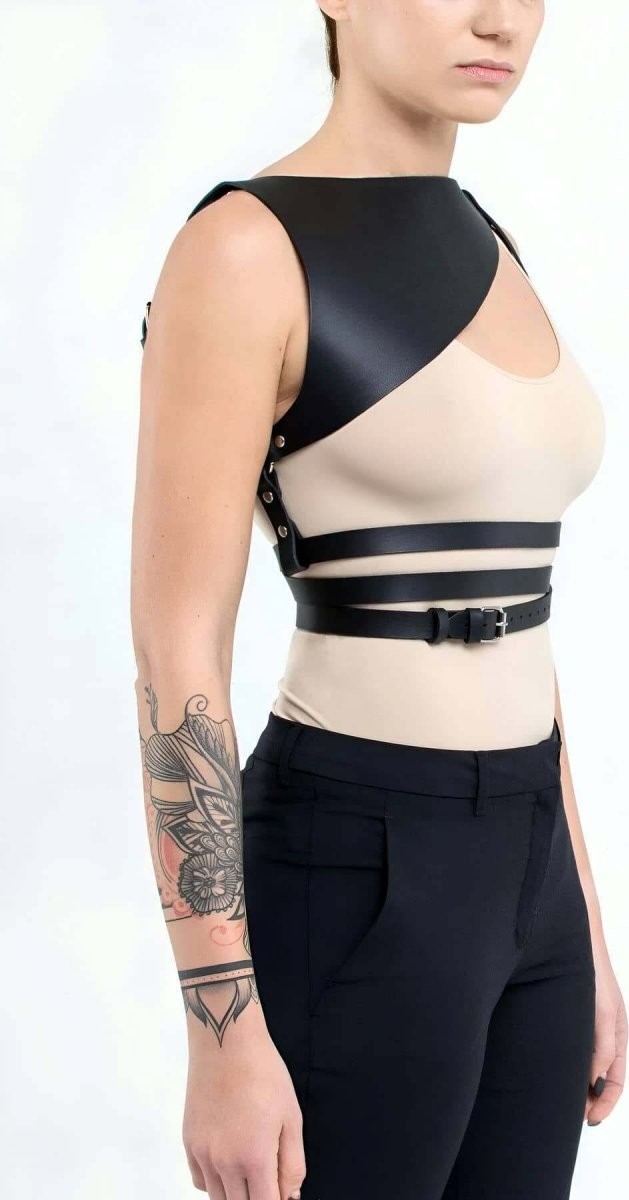 Aesco Sık Deri Seksi Göğüs Harness - BRF903 görsel 4
