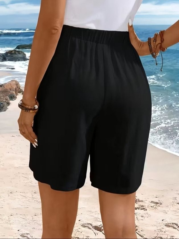 Veraura Lifestyle Kadın Yüksek Bel Yandan Düğme Detaylı Kısa Pera Şort görsel 3