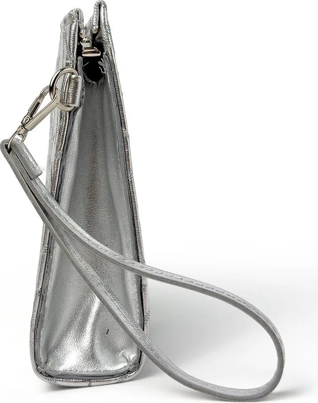 Glondy Sasha Suni Deri Yıldız Desenli Clutch Kadın Portföy El Çantası - Silver görsel 4