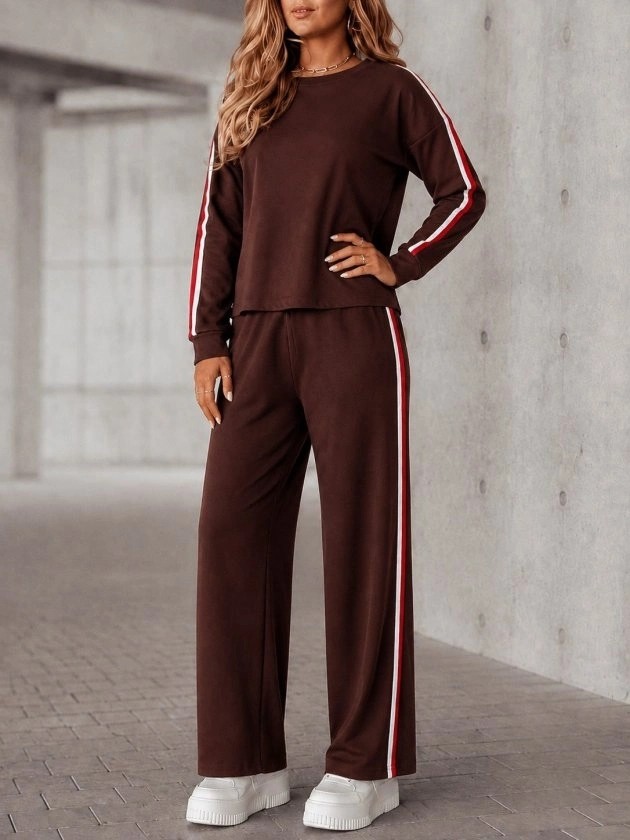 Biçomi Konforlu Şerit Detaylı Viskon Iki Iplik Ikili Takım (Bluz & Pantolon) görsel 4