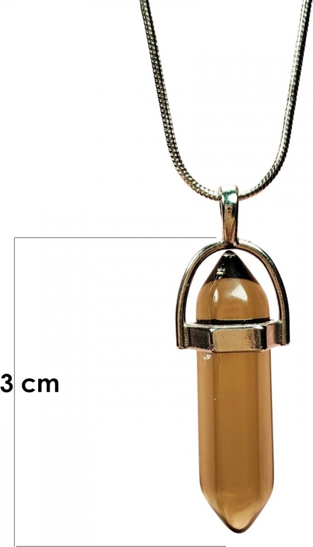 Marsilyan Dumanlı Kuvars Doğal Taşı Zincirli El Yapımı Kolye Uç: 3 cm Zincir: 20 cm Kutulu görsel 2