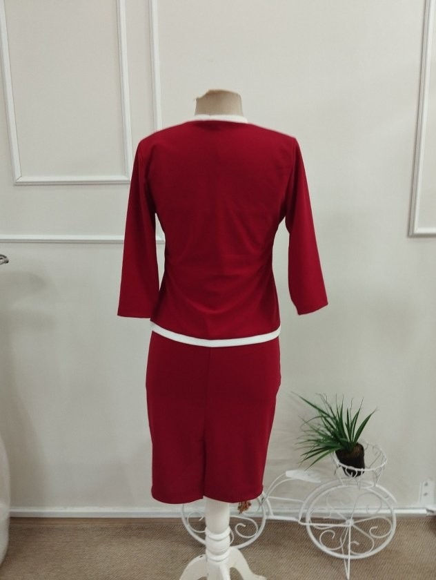 Trend Cojans Kadın Ip Askılı Midi Ithal Krep Elbise ve Düğmesiz Onu Açık Ithal Krep Ceket Ikili Takım görsel 5