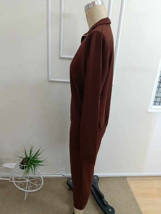 Trend Cojans Kadın Uzun Kollu Balıkçı Yakalı Fermuarlı Viskon Iki Iplik Bluz ve Pantolon Ikili Takım görsel 5