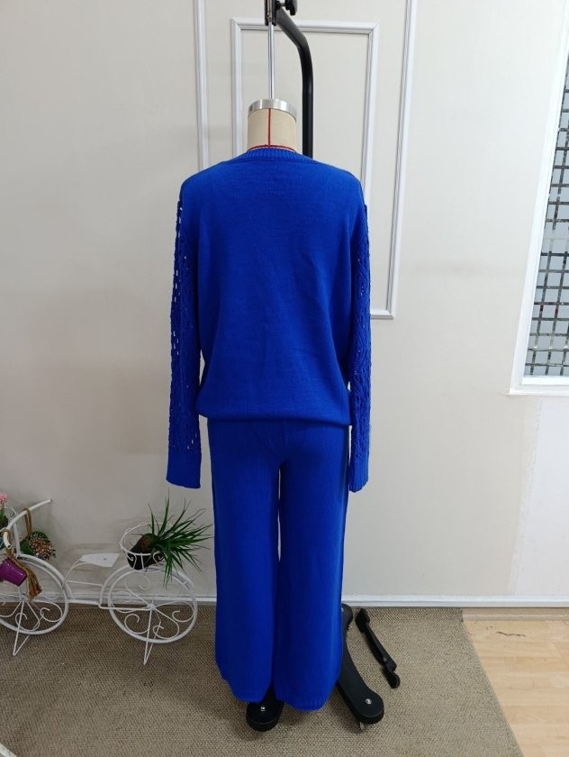 Trend Cojans Kadın Uzun Kollu V Yakalı Triko Bluz ve Pantolon Ikili Takım görsel 5