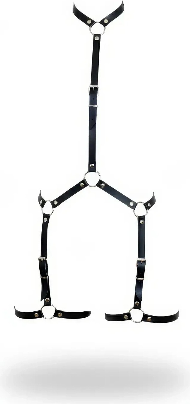 Beruflic Siyah Body Harness Suni Deri Ayarlanabilir Bacak Detaylı - APFT234