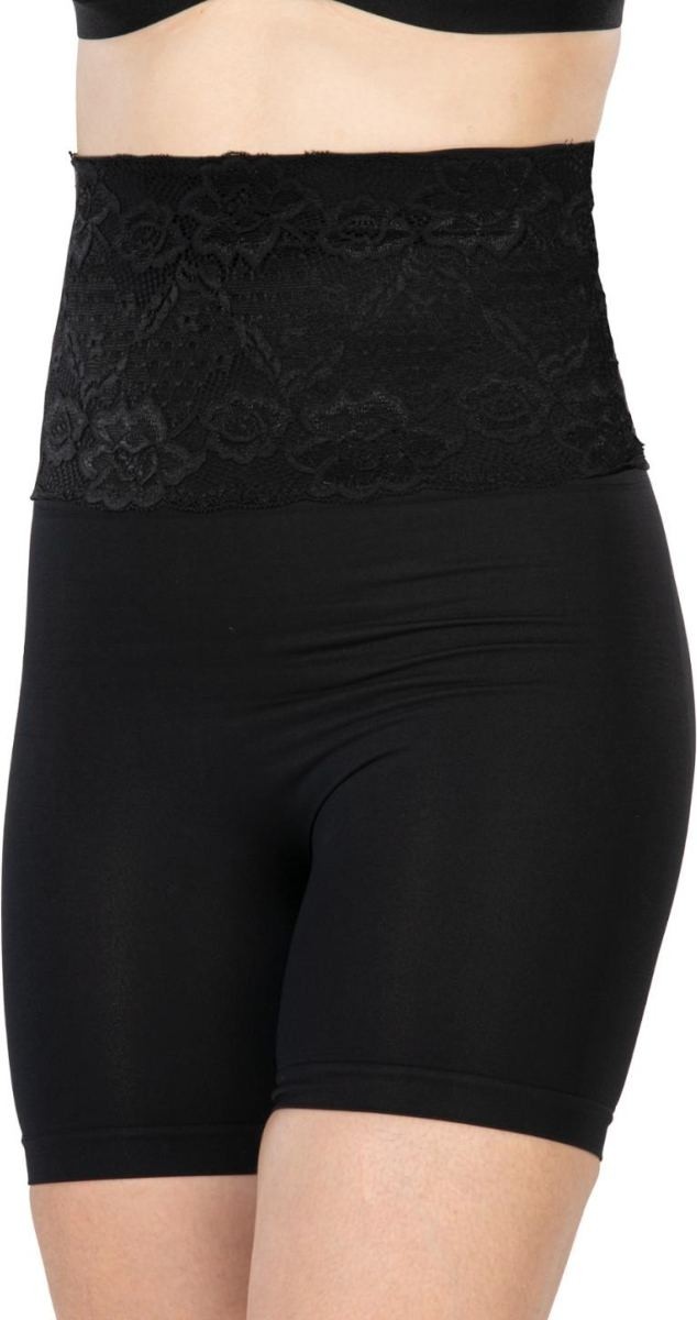 Hace Bazaar Siyah 2091 Önü Dantelli Yüksek Bel Boxer Korse -Hcb