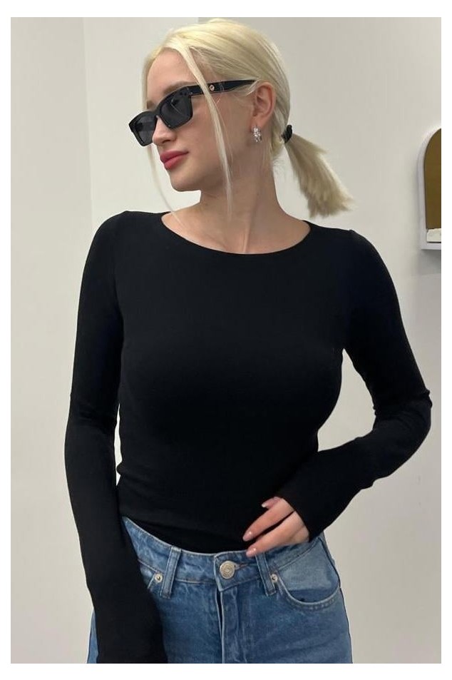 Madmext Acı Kahve Kayık Yaka Uzun Kollu Kadın Top Body MG2267 görsel 8