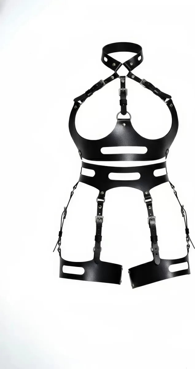 bebekokusu Siyah Jartiyer Harness Deri Vücut Korse Tokalı - BRF1302