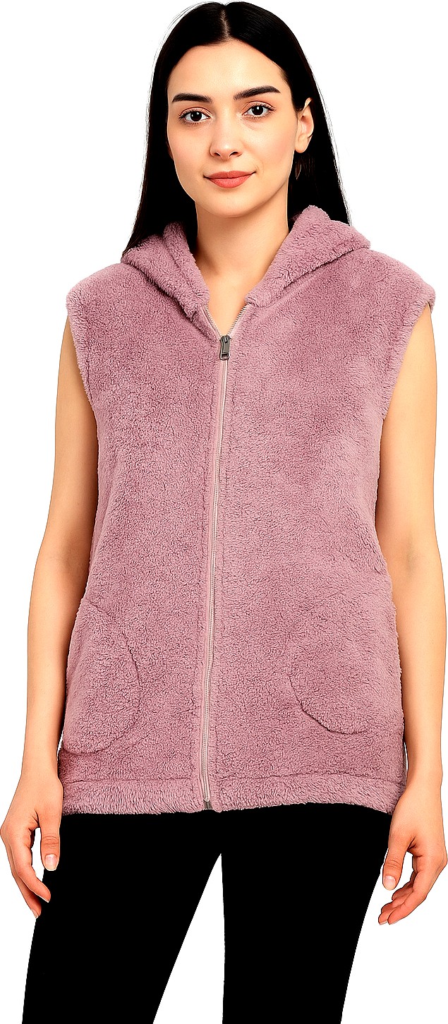 Sweet's Collection Yelek Kadın Welsoft Peluş Kapüşonlu görsel 4