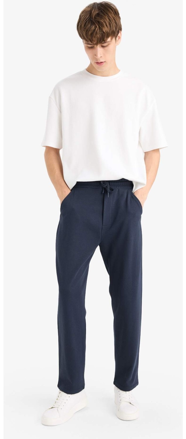 DeFacto Regular Fit Basic Düz Beli Bağcıklı Düz Paça Cepli Eşofman Altı D6762AX25AU görsel 3