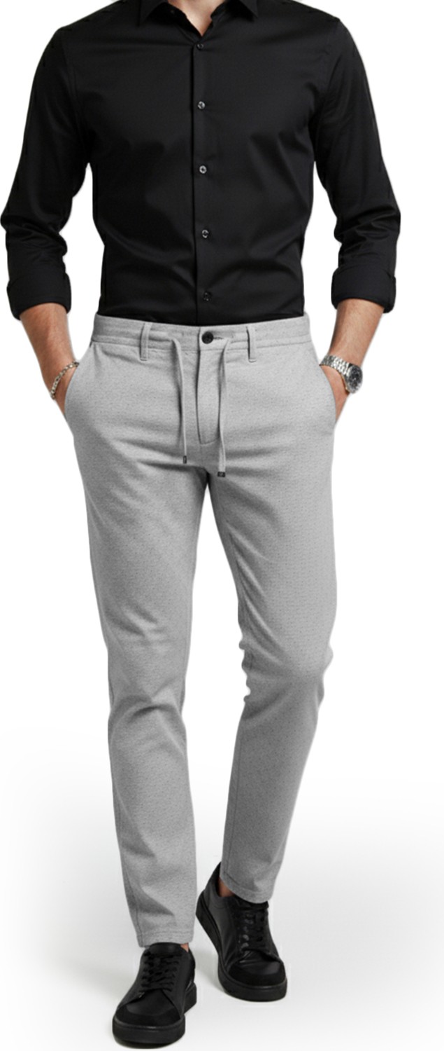 Deepsea Erkek Lacivert Likralı Gofre Kumaş Beli Lastikli Ipli Slim Fit Günlük Pantolon 2600650 görsel 6