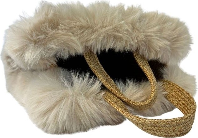 Uretti - Ayşe 4723 8560 El Yapımı Peluş Kürklü Model Tress Ip El Çantası / 24 cm x 27 cm görsel 4