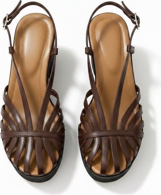 Ne&Ve Shoes Altın Deri Biye Kadın Takunya Sandalet görsel 4
