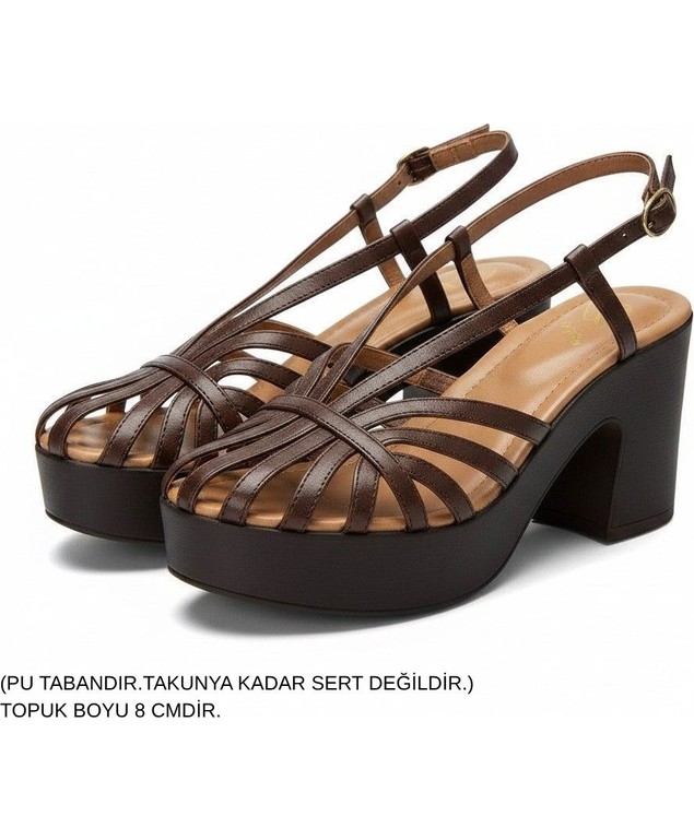 Ne&Ve Shoes Altın Deri Biye Kadın Takunya Sandalet görsel 5