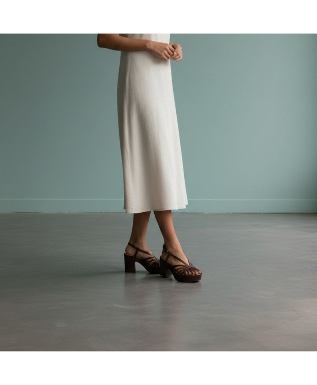 Ne&Ve Shoes Altın Deri Biye Kadın Takunya Sandalet görsel 6