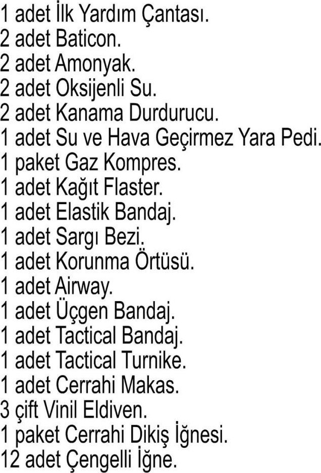 Single Sword İlk Yardım Seti - Çantalı (Yerli Üretim) - Standart Beden - Renk - Renk: TSK görsel 2