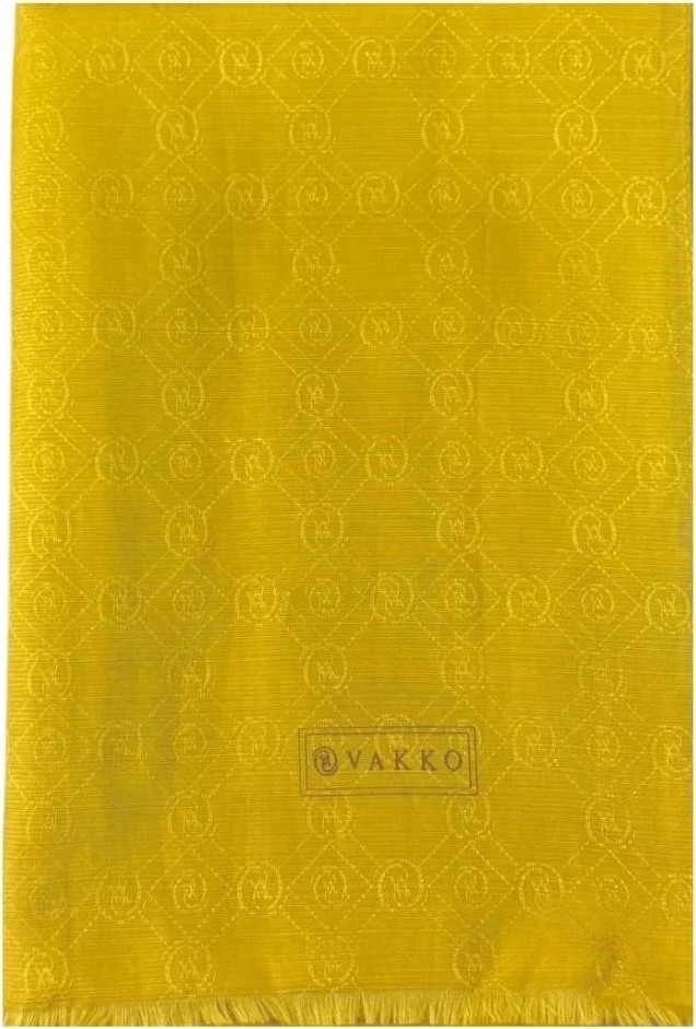 Vakko Pamuk Ipek Monogram Şal 40752-Kahve görsel 7
