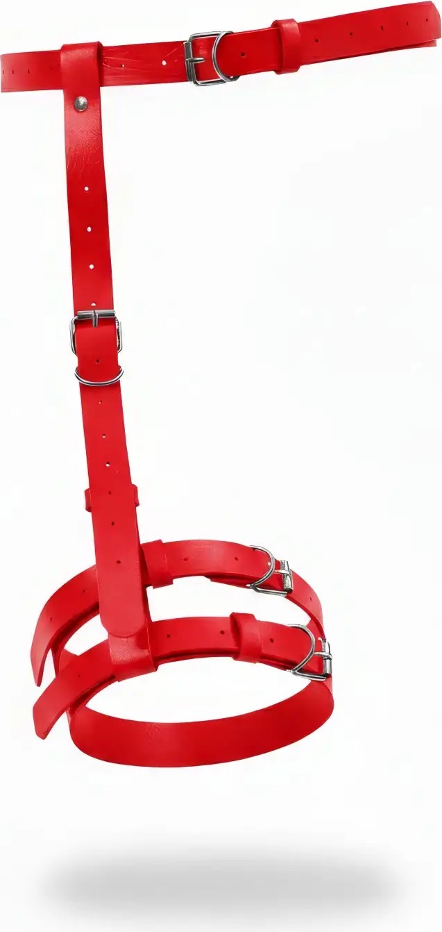 Motto10 Butik Kırmızı Jartiyer Harness Suni Deri Ayarlanabilir Tokalı - APFT957