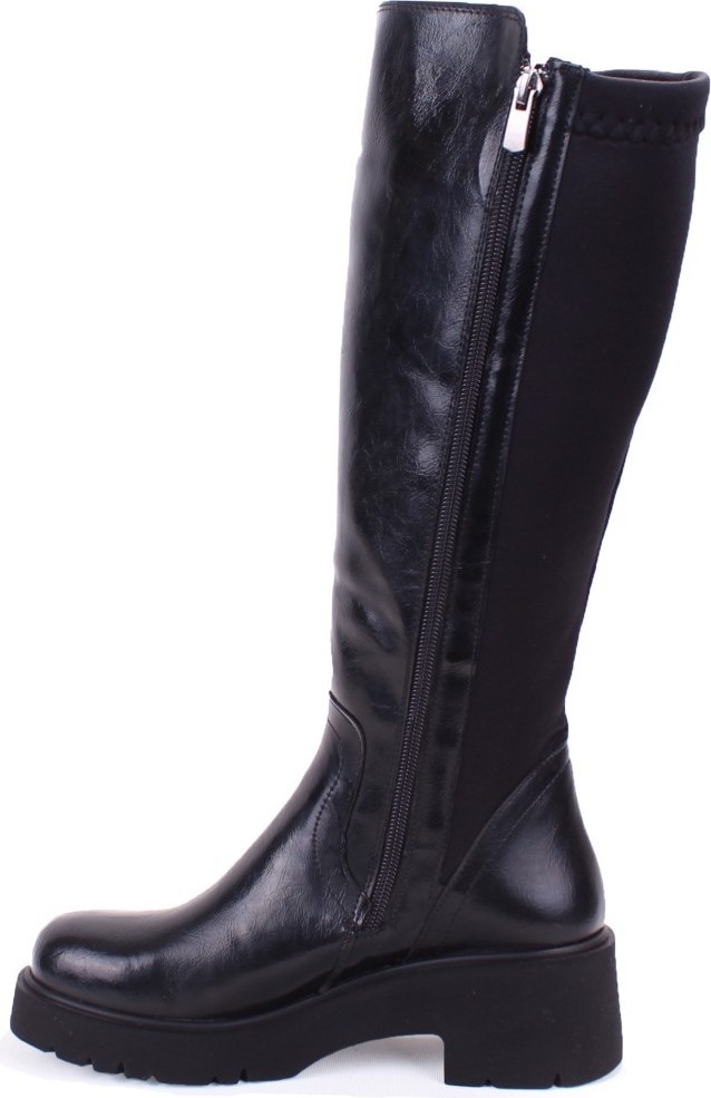 Dagoster DZA07-8961105 Siyah Rugan Günlük Streçli Düz Topuk Kadın Çizme görsel 3