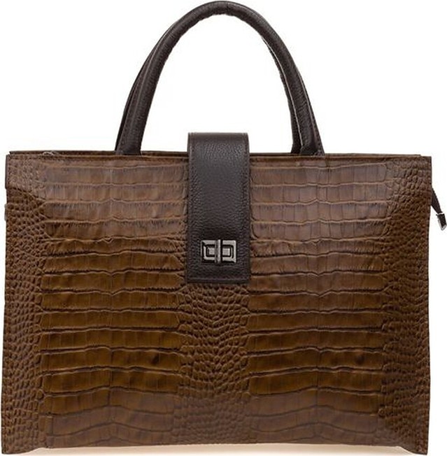 Bilik Deri Toprak Kroko/kahve Deri Unisex Laptop & Evrak Çantası BLM093045