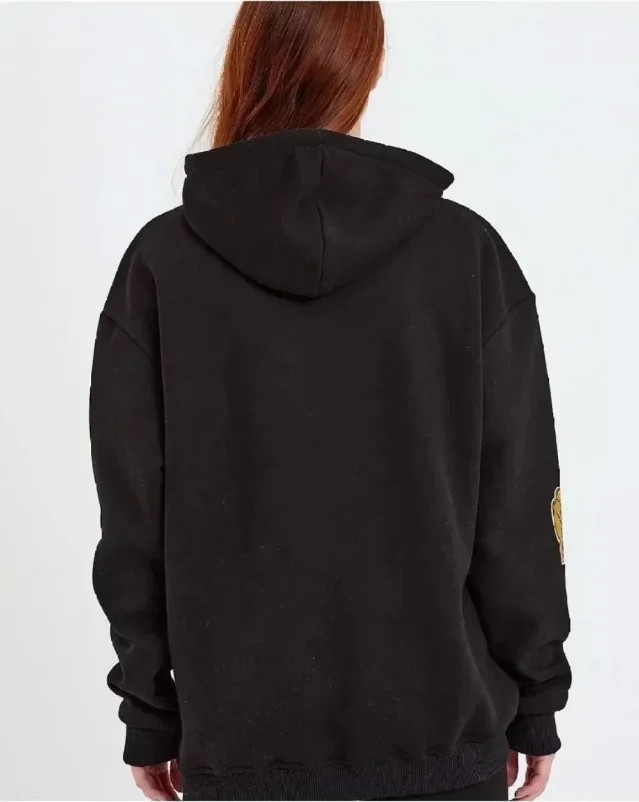 Baskılı Kapüşonlu Sweatshirt - Siyah görsel 3