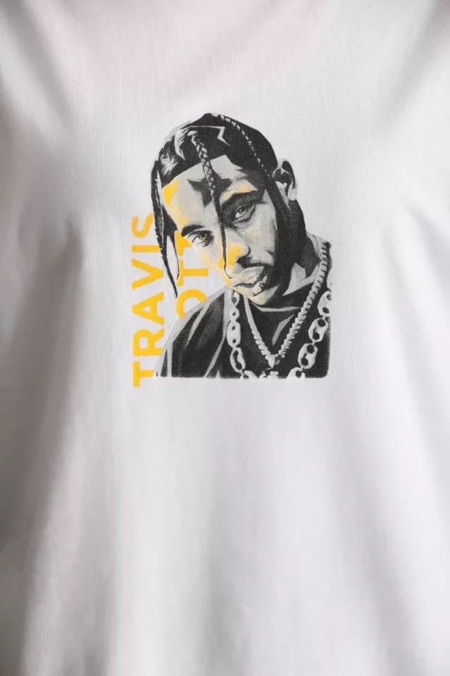 Stock Mount Unisex Baskılı Oversize T-Shirt - Beyaz görsel 3