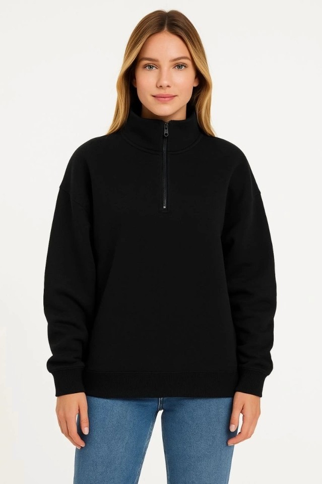 Beruflic Üç Iplik Dık Yaka Yarım Fermuarlı Sweatshirt görsel 4