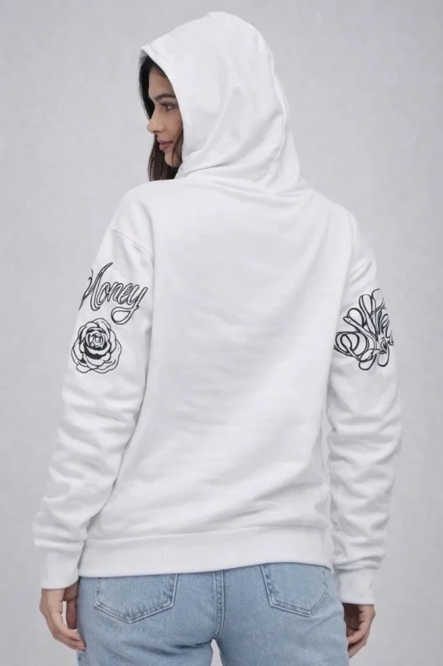 Beruflic 3 Iplik Pamuklu Kapüşonlu Baskılı Sweatshirt Hoodie görsel 2