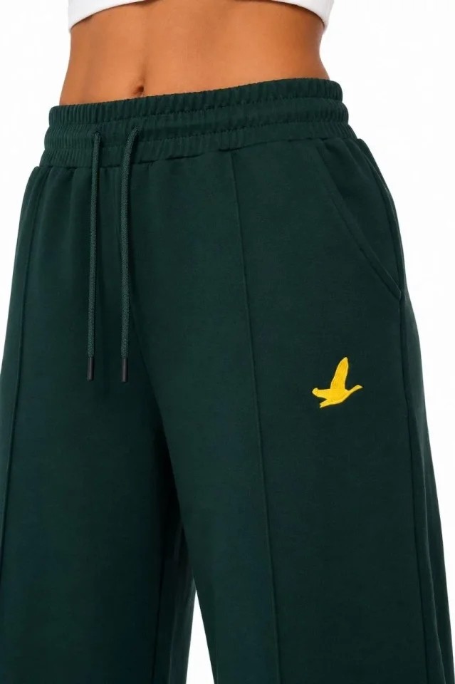 TeknoKapsül Osy Modal Yumuşak Dokulu Cima Dikişli Nakışlı Cepli Oversize Bol Paça Eşofman Altı - Yeşil - Yeşil / Xl görsel 2
