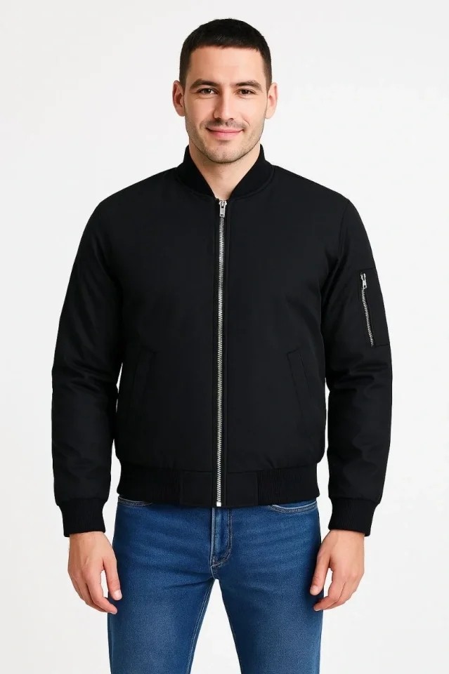 TeknoKapsül Ön Arka Bomber Ceket - Siyah - Siyah / Xs görsel 4