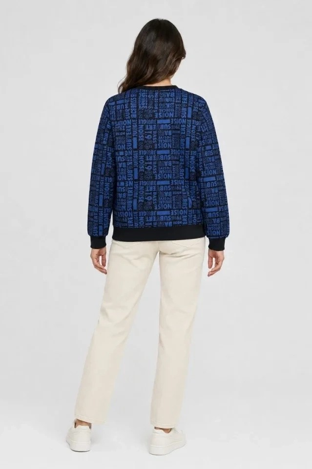 Çamaşır Kenti Siyah Mavi Yazı Desenli Iki Iplik Şardonlu Sweatshirt görsel 2