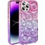 iPhone 14 Pro Max Uyumlu Frm Kılıf Simli 3D Desenli Hacar Kapak-Mor-Mavi 5