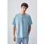 Açık Mavi %100 Pamuk Kalın Yumuşak Dokulu Oversize Fit Baskılı Erkek T-Shirt - 88355 1