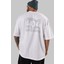 404 Not Found Arka Baskılı Beyaz Oversize T-Shirt Erkek Kadın Bisiklet Yaka 1