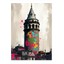 Graffiti Ile Renklendirilmiş Galata Kulesi Modern Ahşap Tablo 35CM X50CM 1