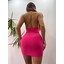 Pembe Boyun ve Göğüs Dekoltesi Taşlı Mini Elbise 3