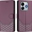 Xiaomi Redmi Için Not 14 5g Kılıf Baskılı Petek Rfıd Engelleme Deri Telefon Kılıfı Kayış-Koyu Mor (Yurt Dışından) 5