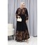 Sulu Desen Elbise 4082-01 Siyah Kahverengi 4