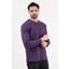 Erkek V Yaka Düğme Detaylı Dokulu Sweatshirt Mor - 5524 5